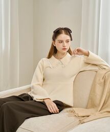 cle blatt（クレブラット）の「レースカラーペプラムニット（ニット/セーター）」