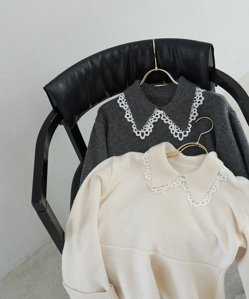 セール】レースカラーペプラムニット（ニット/セーター）｜cle blatt