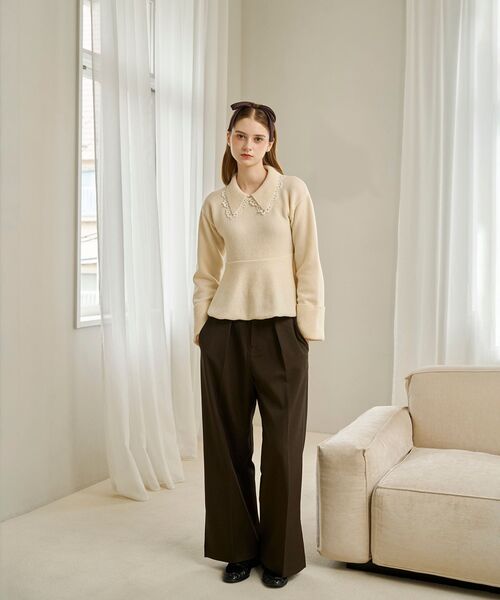 セール】レースカラーペプラムニット（ニット/セーター）｜cle blatt