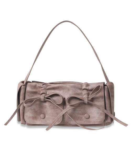 Vivacious(ビバシャス)の「Selena Ribbon Bag - 7COL(トートバッグ・レディース・チャコール/グレイッシュベージュ/グレイッシュブルー/シルバーグレー/ブラックミックス/グレー・FREE)」の11枚目の写真