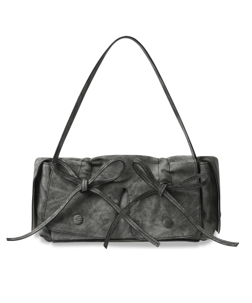 Vivacious(ビバシャス)の「Selena Ribbon Bag - 7COL(トートバッグ・レディース・チャコール/グレイッシュベージュ/グレイッシュブルー/シルバーグレー/ブラックミックス/グレー・FREE)」の13枚目の写真