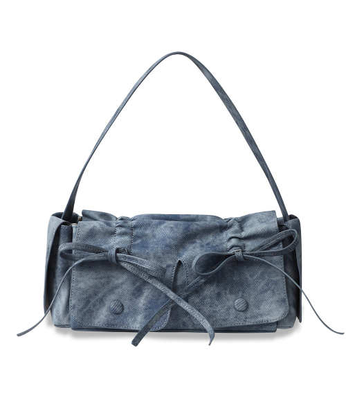 Vivacious(ビバシャス)の「Selena Ribbon Bag - 7COL(トートバッグ・レディース・チャコール/グレイッシュベージュ/グレイッシュブルー/シルバーグレー/ブラックミックス/グレー・FREE)」の7枚目の写真