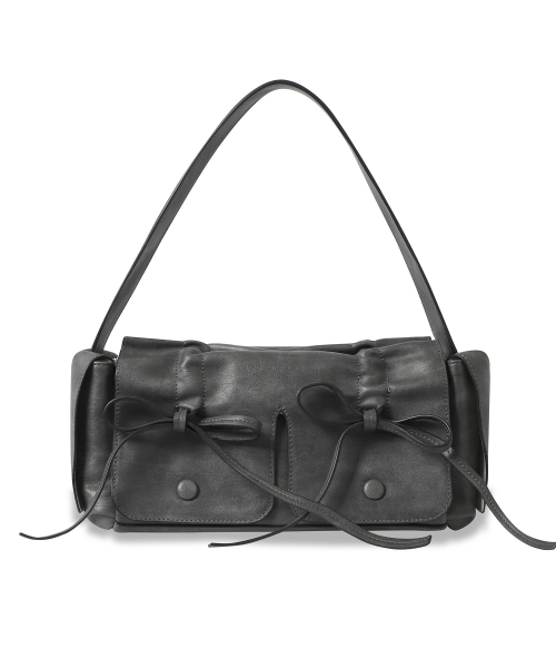 Vivacious(ビバシャス)の「Selena Ribbon Bag - 7COL(トートバッグ・レディース・チャコール/グレイッシュベージュ/グレイッシュブルー/シルバーグレー/ブラックミックス/グレー・FREE)」の8枚目の写真