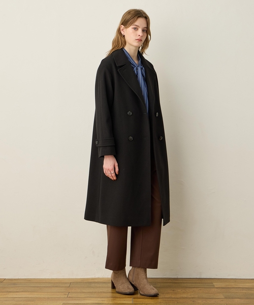 LE SOUK HOLIDAY(ルスークホリデー)の「ダブルチェスターロングコート(その他アウター・レディース・ブラウン/ブラック・M/L)」の4枚目の写真