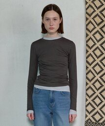 LAYERED LONG SLEEVE T-SHIRT - CHARCOAL