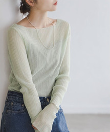 Noble | 《WEB限定カラー》シアーホリゾンタルリブニット(ニット/セーター)