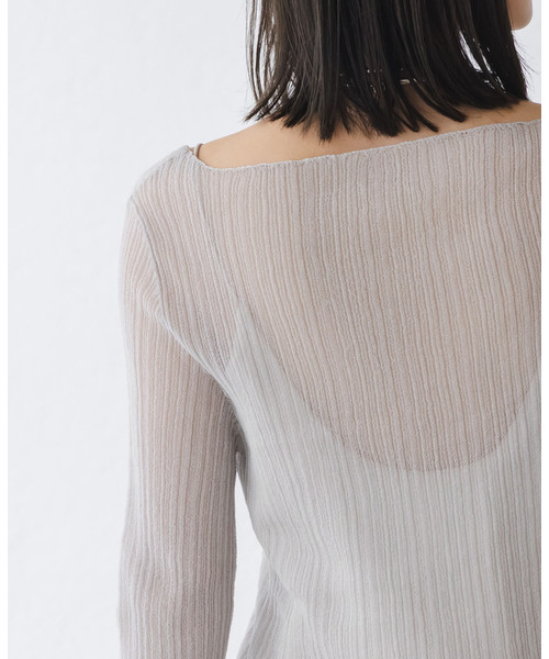 Noble（ノーブル）の「《WEB限定カラー》シアーホリゾンタルリブニット（ニット/セーター・レディース・ライトグリーン/ホワイト/ライトグレー/ブラック・FREE）」の18枚目の写真