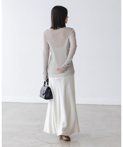 Noble（ノーブル）の「《WEB限定カラー》シアーホリゾンタルリブニット（ニット/セーター・レディース・ライトグリーン/ホワイト/ライトグレー/ブラック・FREE）」の20枚目の写真