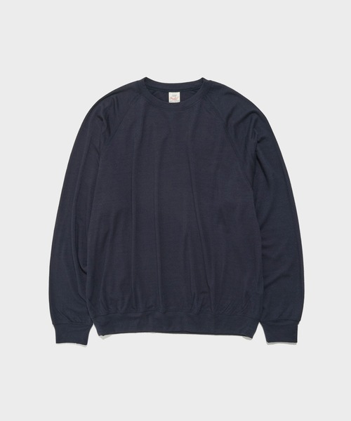 GOLD(ゴールド)の「【gold/ゴールド】Super 140s WASHBLE WOOL RAGLAN CREW NECK SHIRT(Tシャツ/カットソー・メンズ・ダークグレー/ネイビー・L/M)」の1枚目の写真