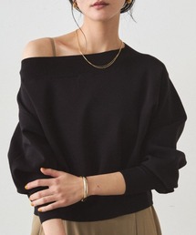 専用⭐︎ ラウンジドレス　スウェットライクニット　ブラック LOUNGEDRESS｜ラウンジドレスのニット/セーター（ブラック/黒色系