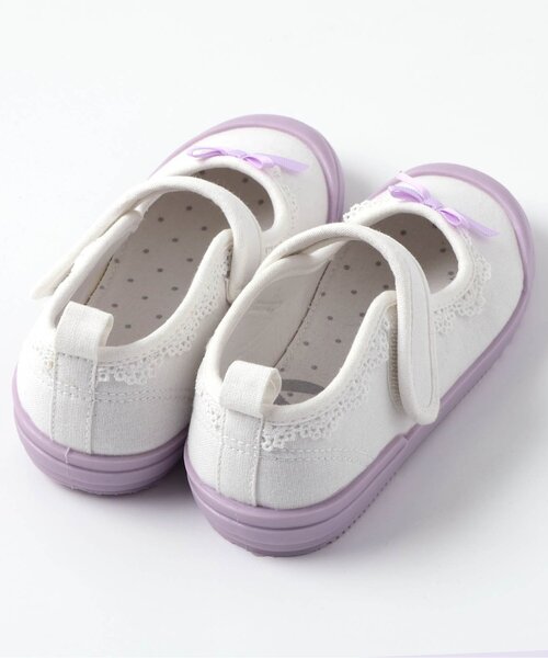 apres les cours（アプレレクール）の「かんたんフィット レースフリル上履き（スリッポン・キッズ・ラベンダー・15 /16/17/18/19）」の7枚目の写真
