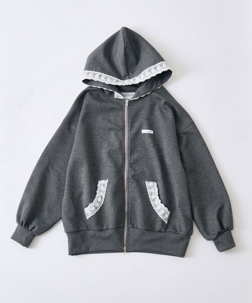 OLIVE des OLIVE（オリーブデオリーブ）の「タグ付きレースパーカー（パーカー・レディース・イエロー/ピンク/サックスブルー/チャコールグレー/トップグレー・FREE）」の19枚目の写真