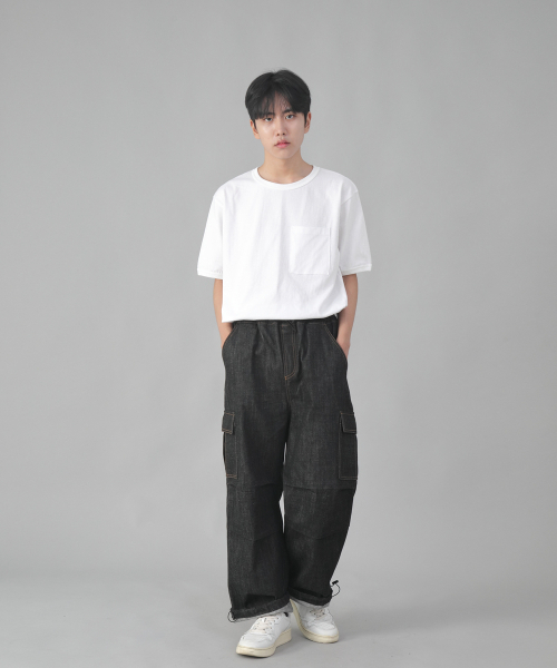 SAINTCREW（セントクルー）の「EXワイドパラシュートカーゴパンツ DDP-343 デニムブラック（デニムパンツ・メンズ・その他・MEDIUM/LARGE/X-LARGE）」の2枚目の写真