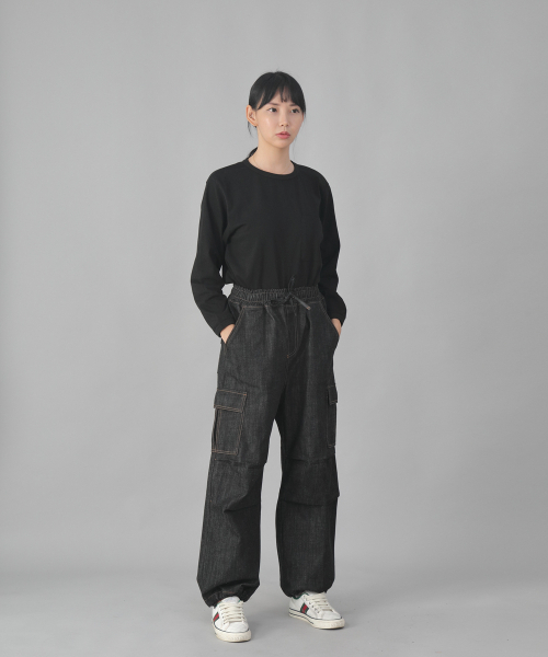 SAINTCREW（セントクルー）の「EXワイドパラシュートカーゴパンツ DDP-343 デニムブラック（デニムパンツ・メンズ・その他・MEDIUM/LARGE/X-LARGE）」の3枚目の写真