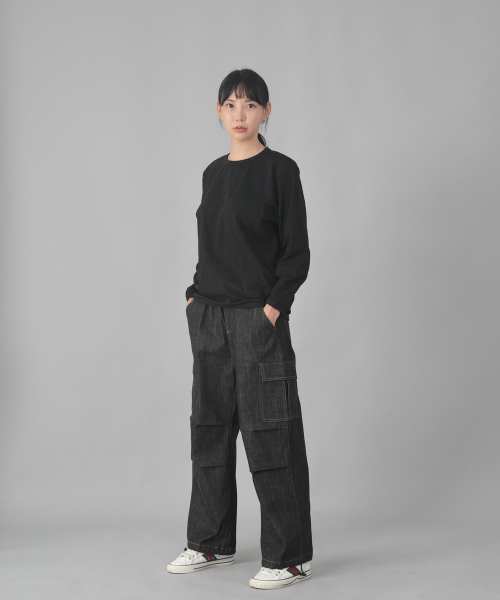 SAINTCREW（セントクルー）の「EXワイドパラシュートカーゴパンツ DDP-343 デニムブラック（デニムパンツ・メンズ・その他・MEDIUM/LARGE/X-LARGE）」の4枚目の写真