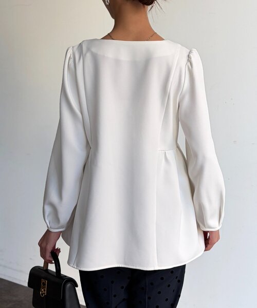 Chez toi（シェトワ）の「【セレモニー対応可】ペプラムブラウス（シャツ/ブラウス・レディース・オフホワイト/ブラック・FREE）」の6枚目の写真