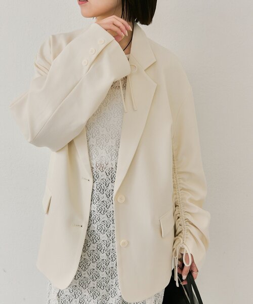 mystic（ミスティック）の「ドロストスリーブテーラードジャケット（テーラードジャケット・レディース・チャコールグレー/アイボリー/ベージュ・FREE）」の8枚目の写真