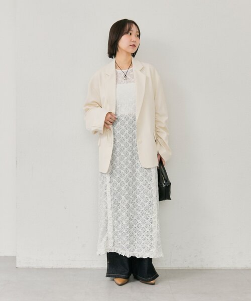 mystic（ミスティック）の「ドロストスリーブテーラードジャケット（テーラードジャケット・レディース・チャコールグレー/アイボリー/ベージュ・FREE）」の10枚目の写真