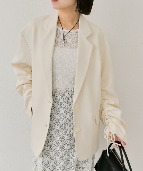 mystic（ミスティック）の「ドロストスリーブテーラードジャケット（テーラードジャケット・レディース・チャコールグレー/アイボリー/ベージュ・FREE）」の12枚目の写真