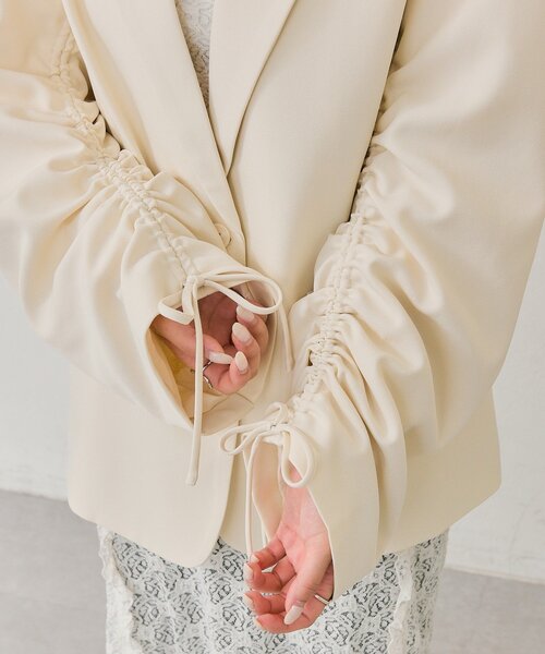 mystic（ミスティック）の「ドロストスリーブテーラードジャケット（テーラードジャケット・レディース・チャコールグレー/アイボリー/ベージュ・FREE）」の18枚目の写真