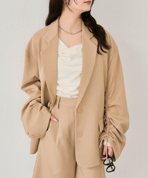 mystic(ミスティック)の「ドロストスリーブテーラードジャケット(テーラードジャケット・レディース・チャコールグレー/アイボリー/ベージュ・FREE)」の13枚目の写真