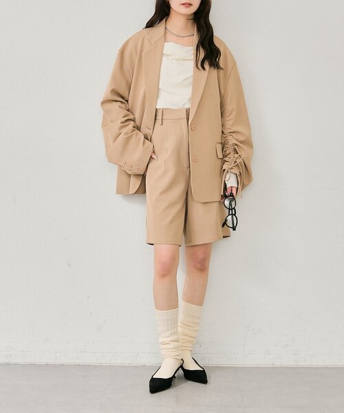 mystic(ミスティック)の「ドロストスリーブテーラードジャケット(テーラードジャケット・レディース・チャコールグレー/アイボリー/ベージュ・FREE)」の10枚目の写真