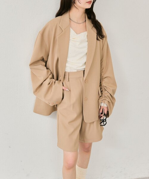 mystic(ミスティック)の「ドロストスリーブテーラードジャケット(テーラードジャケット・レディース・チャコールグレー/アイボリー/ベージュ・FREE)」の8枚目の写真