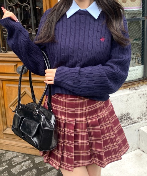 セール】【BEVERLY HILLS POLO CLUB】ケーブル編みショート丈ワン