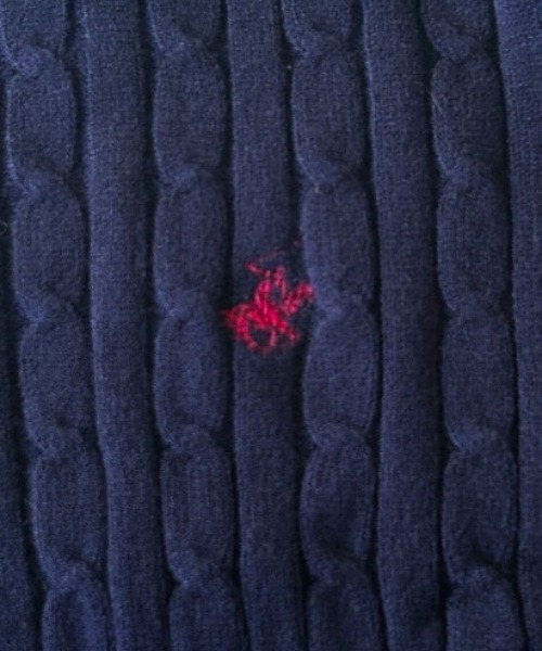 BEVERLY HILLS POLO CLUB(ビバリーヒルズポロクラブ)の「【BEVERLY HILLS POLO CLUB】ケーブル編みショート丈ワンポイント刺繍ニット(ニット/セーター・レディース・ネイビー/レッド/アイボリー・F)」の13枚目の写真
