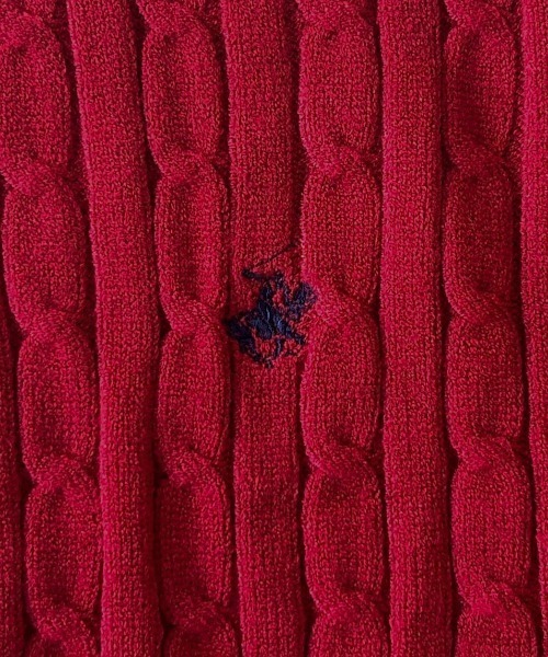 BEVERLY HILLS POLO CLUB(ビバリーヒルズポロクラブ)の「【BEVERLY HILLS POLO CLUB】ケーブル編みショート丈ワンポイント刺繍ニット(ニット/セーター・レディース・ネイビー/レッド/アイボリー・F)」の15枚目の写真