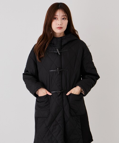 Jayro(ジャイロ)の「中綿キルトダッフルコート(ダッフルコート・レディース・ブラック/オフホワイト/ダークブラウン・M)」の4枚目の写真