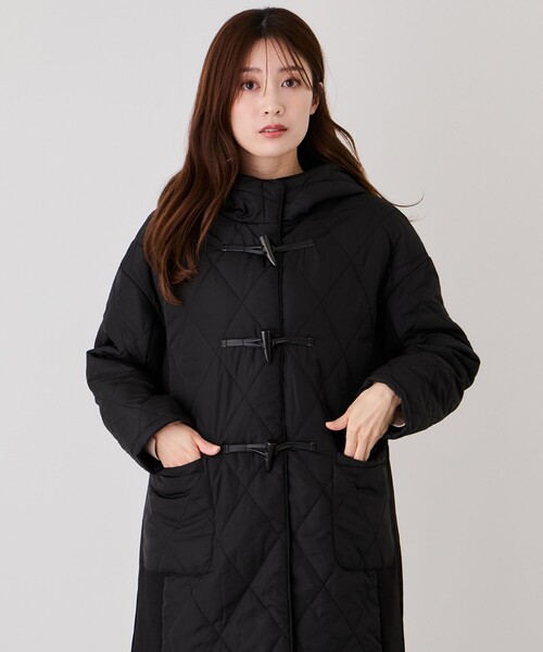 Jayro(ジャイロ)の「中綿キルトダッフルコート(ダッフルコート・レディース・ブラック/オフホワイト/ダークブラウン・M)」の5枚目の写真