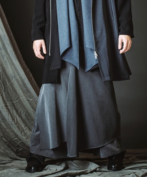 NO ID.】Layered Cape Baggy Trousers / レイヤード ケープ バギー