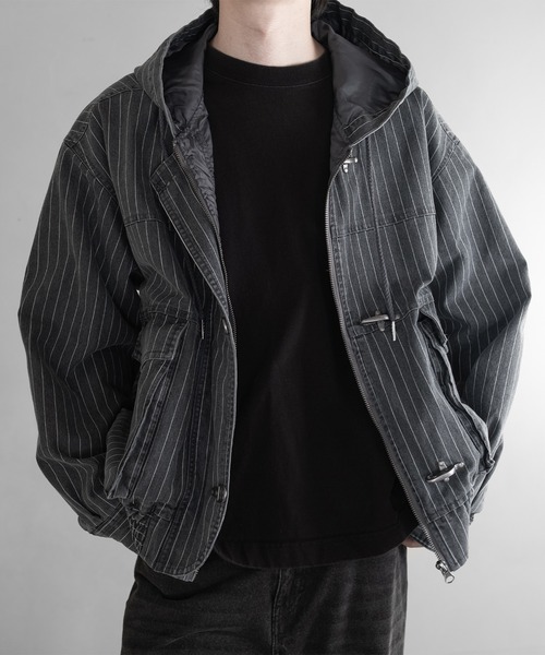 RUUBON（ルーボン）の「【RUUBON】fireman hooded hunting blouson / ファイヤーマン フーデッド ハンティング ブルゾン / フードジャケット（ブルゾン・メンズ・ブラック/グレー・L/M/S）」の4枚目の写真