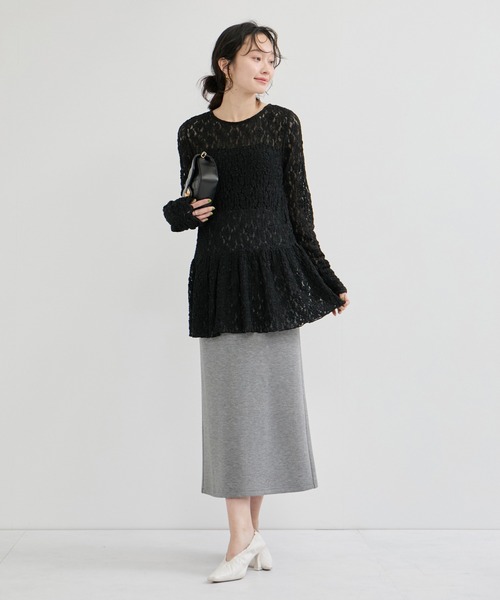 le cercle ADAM ET ROPE'(ルセルクルアダムエロペ)の「フォルムIラインスカート/セットアップ対応(スカート・レディース・サックスブルー/ブラック/ライトグレー・FREE)」の19枚目の写真