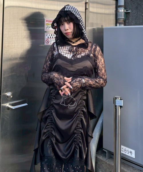 Candy Stripper(キャンディストリッパー)の「FLOWER CHECK LACE フーディー(Tシャツ/カットソー・レディース・ピンク/ブラック/ライトブルー・FREE)」の22枚目の写真