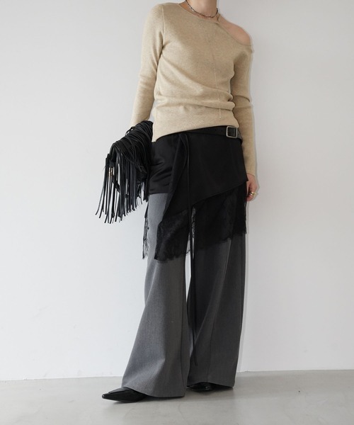 chuclla(チュクラ)の「レースレイヤードアシンメトリースカート chw26s057(スカート・レディース・ブラック・S/M/L)」の2枚目の写真