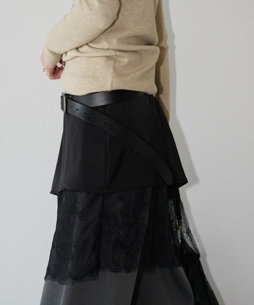chuclla(チュクラ)の「レースレイヤードアシンメトリースカート chw26s057(スカート・レディース・ブラック・S/M/L)」の3枚目の写真
