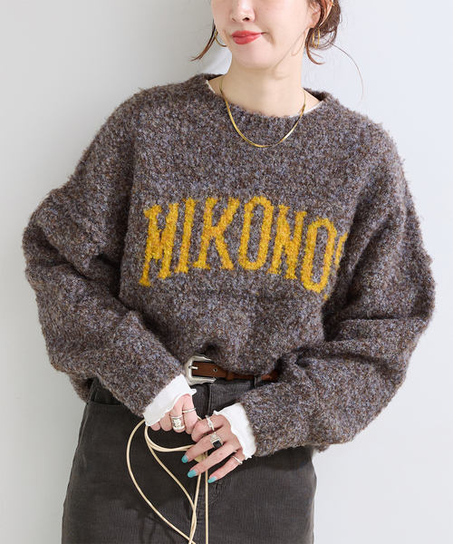 B.C STOCK(ベーセーストック)の「《追加2》MIXブークレーロゴニット(ニット/セーター・レディース・ブルー系その他/ベージュ/ブラウン・FREE)」の2枚目の写真