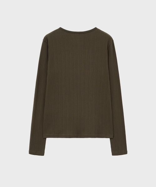NOIRER FOR WOMAN(ノイアーフォーウーマン)の「ヘンリーネックロングスリーブTシャツ(ブラウン)(シャツ/ブラウス・レディース・その他・FREE)」の3枚目の写真