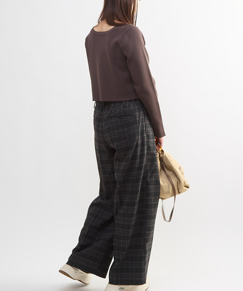 CONVERSE TOKYO（コンバーストウキョウ）の「CHECKED WIDE SLACKS（スラックス・レディース・ネイビー/ブラック/ベージュ・SMALL/MEDIUM）」の5枚目の写真