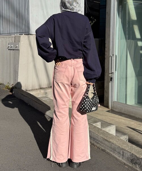 CIAOPANIC（チャオパニック）の「ハートボタン配色ステッチスウェットカーディガン（Tシャツ/カットソー・レディース・ネイビー/グレー/イエロー/アイボリー・ONE SIZE）」の11枚目の写真