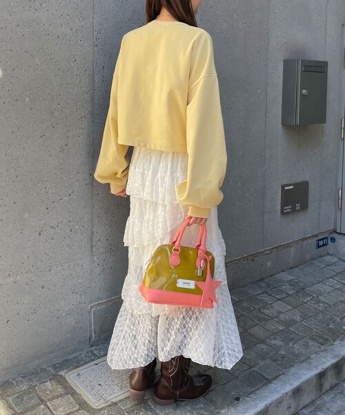 CIAOPANIC（チャオパニック）の「ハートボタン配色ステッチスウェットカーディガン（Tシャツ/カットソー・レディース・ネイビー/グレー/イエロー/アイボリー・ONE SIZE）」の18枚目の写真