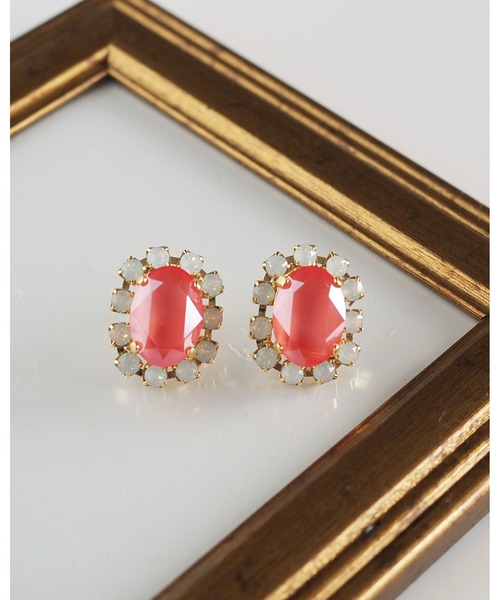 tone(トーン)の「【kanade】オーバルビジューピアス(MA)(ピアス(両耳用)・レディース・イエロー/ピンク・FREE)」の3枚目の写真