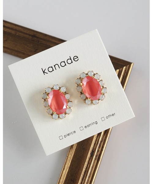 tone(トーン)の「【kanade】オーバルビジューピアス(MA)(ピアス(両耳用)・レディース・イエロー/ピンク・FREE)」の4枚目の写真