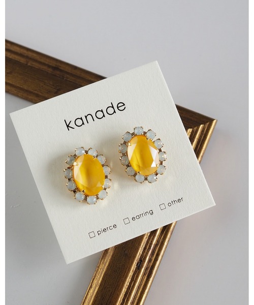 tone(トーン)の「【kanade】オーバルビジューピアス(MA)(ピアス(両耳用)・レディース・イエロー/ピンク・FREE)」の6枚目の写真