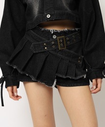 SPIRALGIRL（スパイラルガール）の「ベルトプリーツデザインショートパンツ（デニムパンツ）」