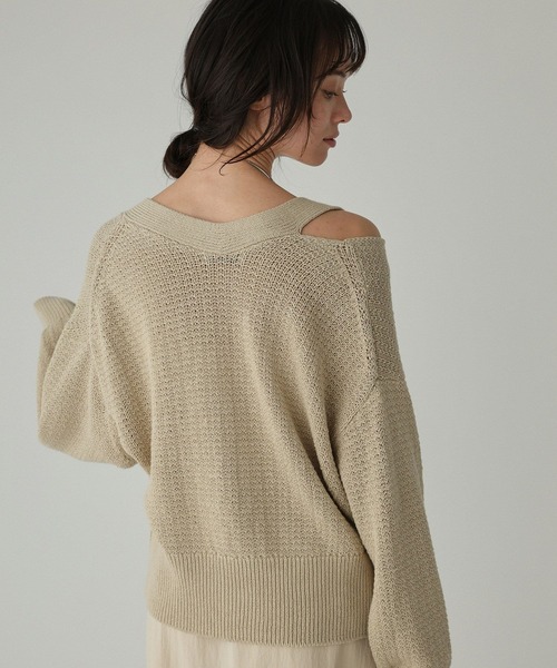 BABYLONE（バビロン）の「編み柄ニットカーデ（カーディガン/ボレロ・レディース・スモークピンク/サンドベージュ・フリー）」の2枚目の写真