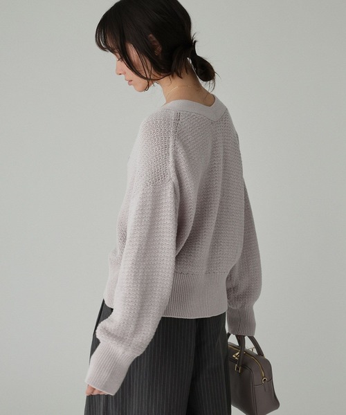 BABYLONE（バビロン）の「編み柄ニットカーデ（カーディガン/ボレロ・レディース・スモークピンク/サンドベージュ・フリー）」の7枚目の写真