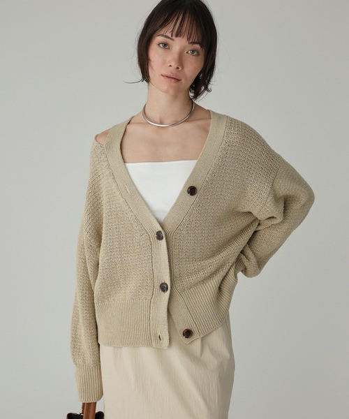 BABYLONE（バビロン）の「編み柄ニットカーデ（カーディガン/ボレロ・レディース・スモークピンク/サンドベージュ・フリー）」の15枚目の写真